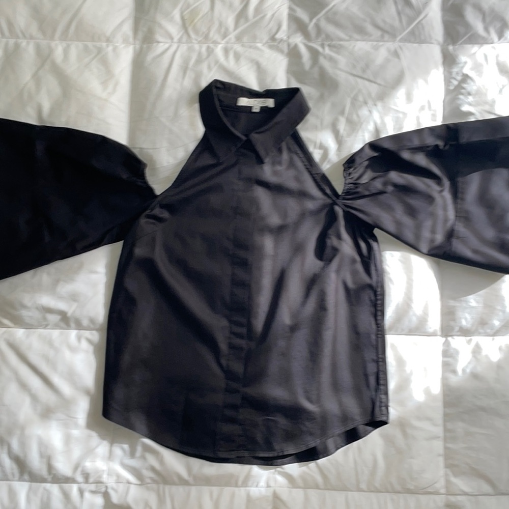 Alexis Black Cold Shoulder Cotton Button Down Blouse-worn one time size M